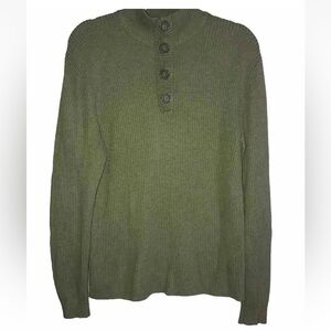 Banana Republic Men’s Size S Green Knit Ribbed Henley Pullover Sweater 4 Buttons